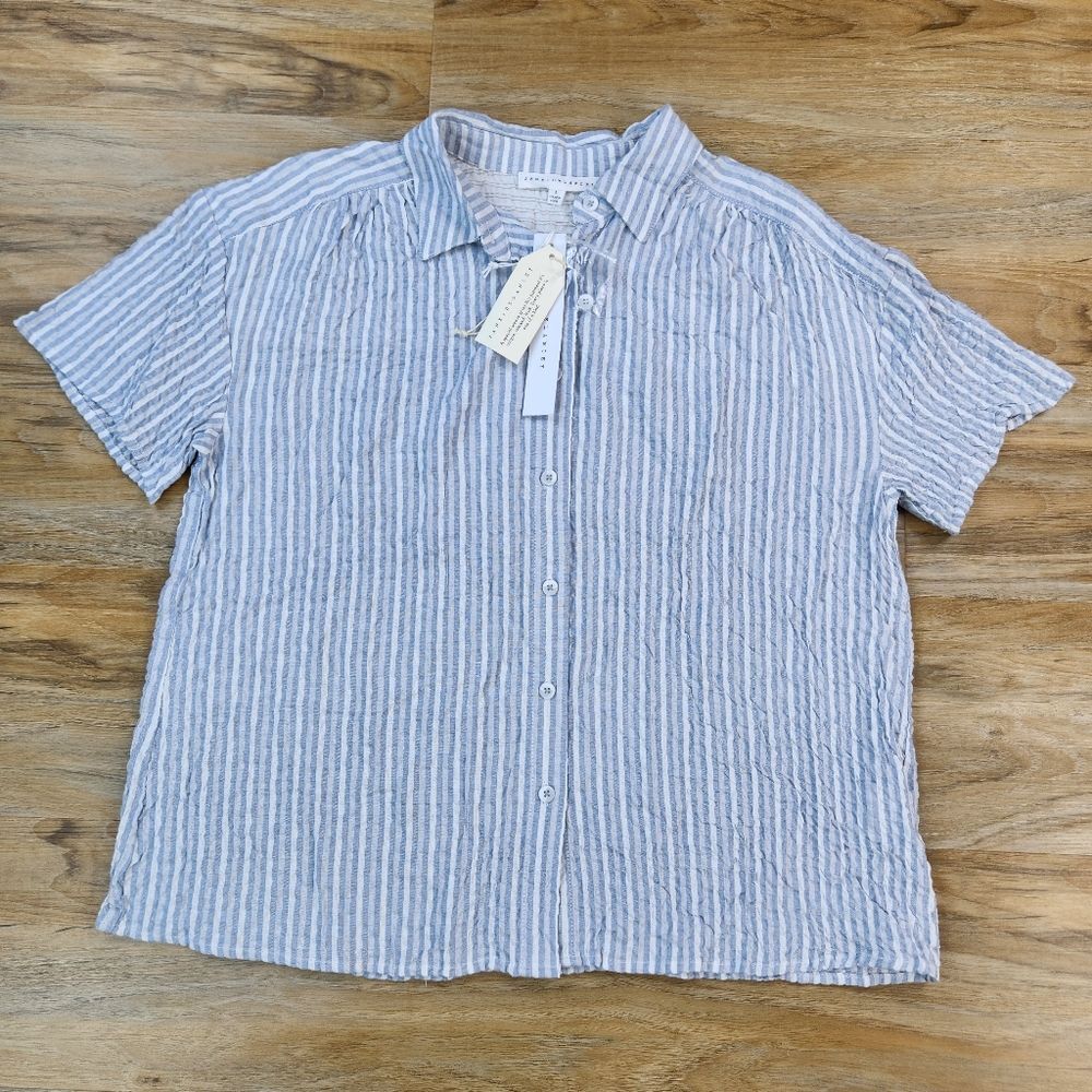🔸️NWT Jane & Delancey Blue Seersucker Short Sleeve Top Small